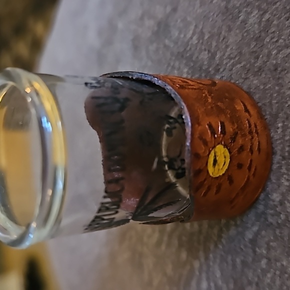 3/$30 Dominican Republic Leather Tooled Tourist Shot Glass - Picture 2 of 8